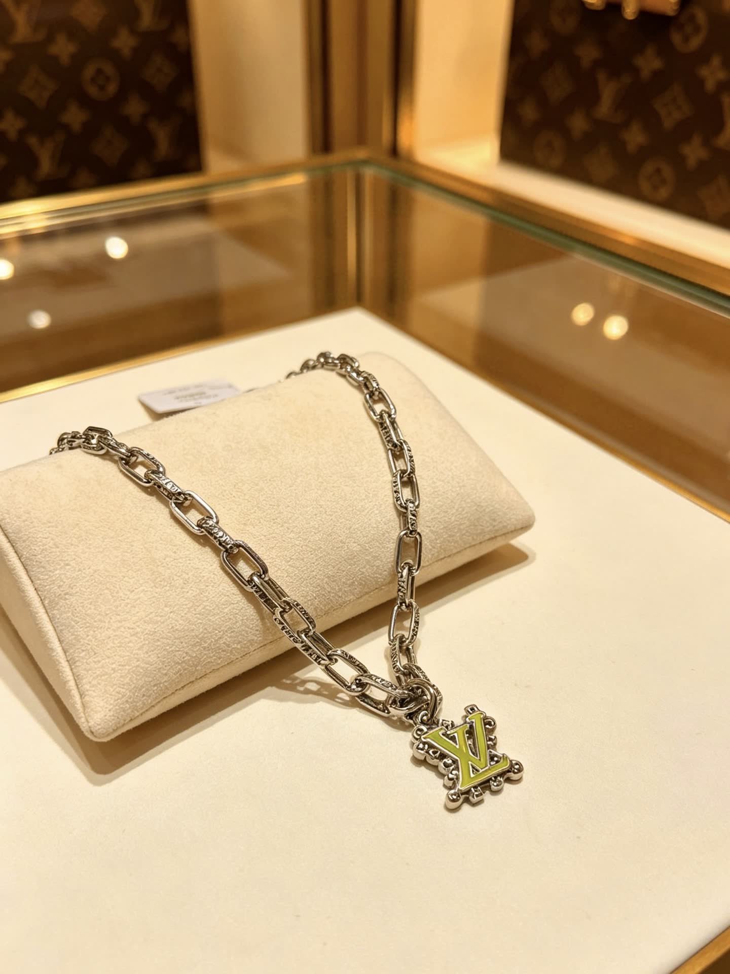 Louis Vuitton Silver Chain with LV Pendant